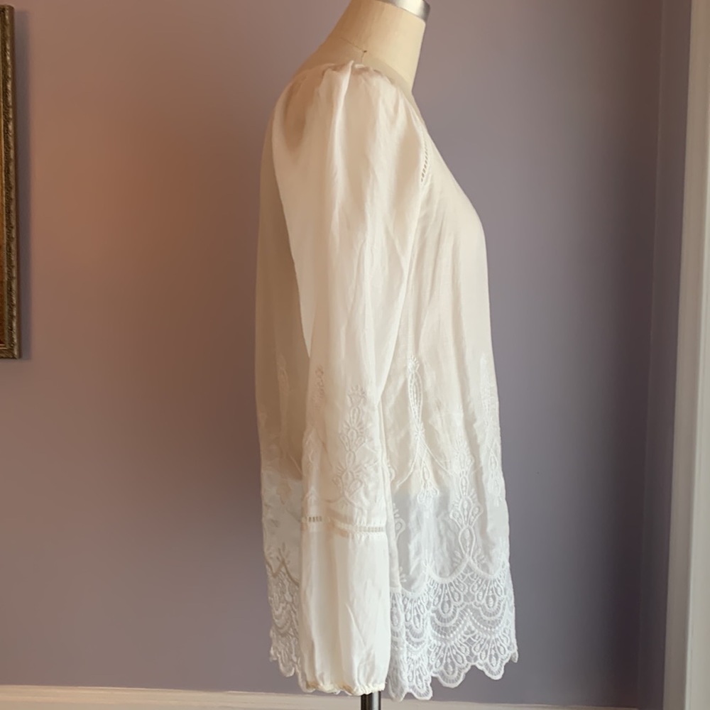 White House Black Market boho long sleeve embroidered lace tunic Size XS - Picture 4 of 15